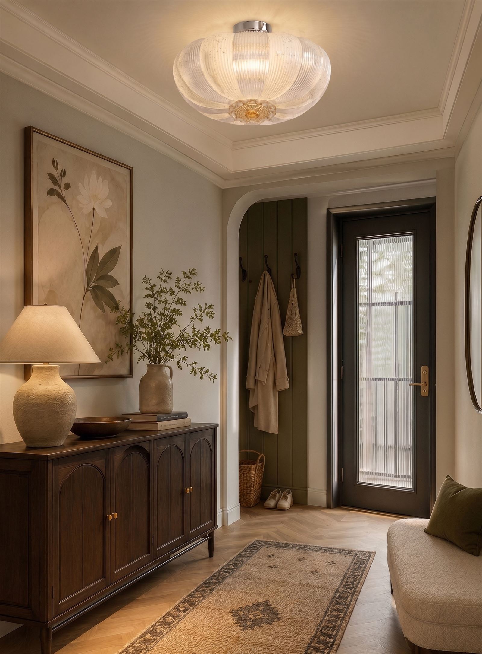 white pumpkin ribbed glass ceiling light-hallway white pumpkin ribbed glass ceiling light-hallway